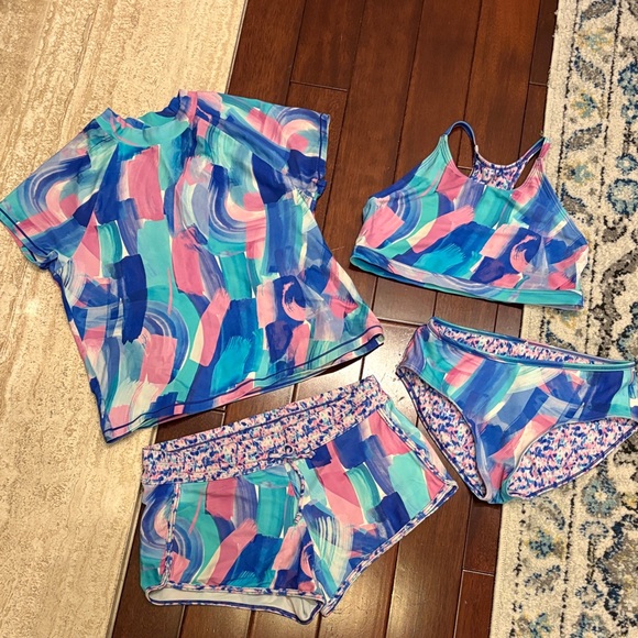 Athleta Other - Athleta Girls Multi-Color Brushstroke Active Set - Blue, Pink, Teal